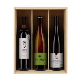 Le Trio de vins 100% Bio - 3 bouteilles & caisse bois