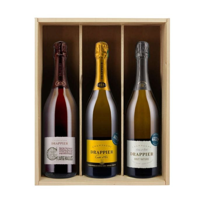 Champagne Drappier, Brut, Rosé et blanc de blancs- Coffret Cadeau 3  bouteilles