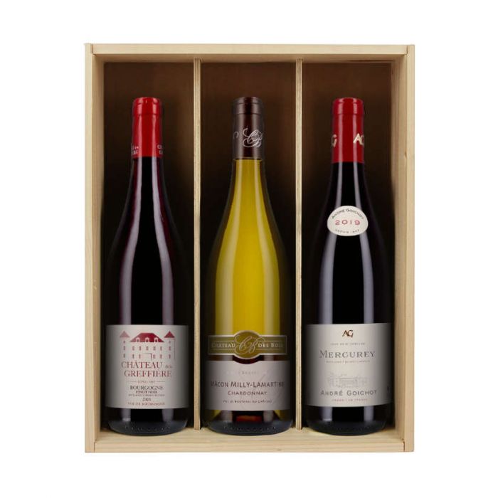 Coffret bois 3 vins de Bourgogne - BienManger Paniers Garnis